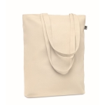 Sac toile biologique à poignées longues et soufflet 270 g/m2 EcoStrong couleur beige
