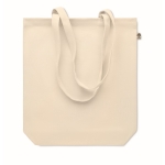 Sac toile biologique à poignées longues et soufflet 270 g/m2 EcoStrong couleur beige troisième vue
