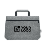 Sacoche en feutre pour ordinateur 15'' avec poche intérieure RPET Felt couleur gris vue avec zone d'impression
