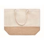 Sac en toile avec poignées en corde et base en jute 280 g/m2 Seaside couleur beige deuxième vue
