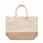 Sac en toile avec poignées en corde et base en jute 280 g/m2 Seaside couleur beige cinquième vue