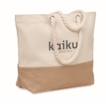 Sac en toile avec poignées en corde et base en jute 280 g/m2 Seaside couleur beige vue principale