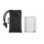 Couverture d'urgence avec logo pliée dans un sac 130x210 cm Help couleur noir quatrième vue