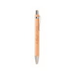 Stylo publicitaires originaux pas cher en bambou sans encre de bambou couleur bois vue avec zone d'impression