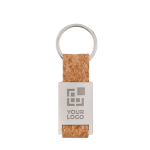 Porte-clés rectangulaire en métal gravé et liège Metal Cork vue avec zone d'impression