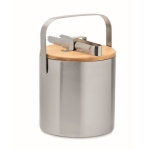 Seau à glaçons en inox avec couvercle, poignée et pince IceCube couleur argenté mat