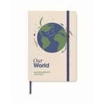 Carnet recyclés à couverture rigide avec élastique A5 lignés EcoMilk couleur bleu deuxième vue principale