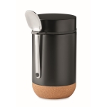 Pot en acier avec cuillère et base en liège 400 ml Tarro ToGo couleur noir