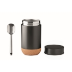 Pot en acier avec cuillère et base en liège 400 ml Tarro ToGo couleur noir deuxième vue