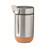 Pot en acier avec cuillère et base en liège 400 ml Tarro ToGo couleur argenté mat