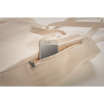 Sac recyclé avec poche zippée 380 g/m2 Doble Handle couleur beige troisième vue photographique