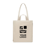 Sac recyclé avec poche zippée 380 g/m2 Doble Handle couleur beige vue avec zone d'impression