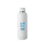 Bouteille en acier inoxydable à double paroi avec logo 500 ml Charity couleur blanc vue avec zone d'impression