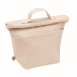 Sac isotherme publicitaire en coton recyclé avec fermeture RollTop couleur beige