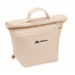 Sac isotherme publicitaire en coton recyclé avec fermeture RollTop couleur beige vue principale