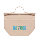 Sac isotherme publicitaire en coton recyclé avec fermeture RollTop vue avec zone d'impression