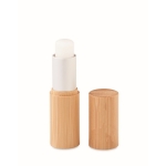 Sticks à lèvres publicitaire vanille avec étui en bambou SPF 10 Bamboo couleur bois