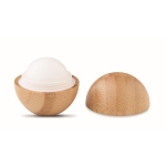 Baume à lèvres naturel rond avec boîte en bambou SPF 10 Doux couleur bois