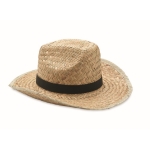 Chapeau de paille naturelle cowboy avec ruban personnalisable Tulum couleur noir