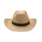 Chapeau de paille naturelle cowboy avec ruban personnalisable Tulum couleur noir deuxième vue