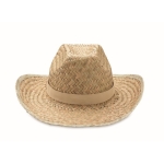 Chapeau de paille naturelle cowboy avec ruban personnalisable Tulum couleur beige deuxième vue