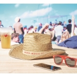 Chapeau de paille naturelle cowboy avec ruban personnalisable Tulum couleur beige vue d'ambiance principale