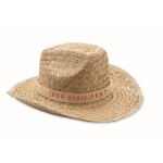Chapeau de paille naturelle cowboy avec ruban personnalisable Tulum couleur beige vue principale