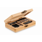 Ensemble de 13 outils dans un élégant coffret en bambou couleur bois