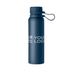 Gourde thermos inox avec bouchon, poignée en silicone 780 ml Inox Turn couleur bleu ultramarine vue avec zone d'impression