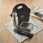 Set lunch box avec bouteille, lunch box, couverts, sac Lunch TakeAway couleur noir vue d'ambiance principale