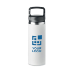 Gourde avec isolation en acier avec poignée de transport 500 ml Handle couleur blanc vue avec zone d'impression