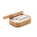 Écouteurs Bluetooth TWS 5.0 pour 3 heures avec étui en bambou Blues couleur bois