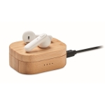 Écouteurs Bluetooth TWS 5.0 pour 3 heures avec étui en bambou Blues couleur bois