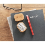 Écouteurs Bluetooth TWS 5.0 pour 3 heures avec étui en bambou Blues couleur bois deuxième vue d'ambiance 2
