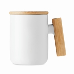 Tasse avec couvercle et anse en bambou, 380ml Porcelain Majest couleur blanc quatrième vue