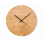 Horloge murale en bambou avec logo à personnaliser Less couleur bois vue principale