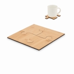 Lot de 4 sous-verres en forme de pièces de puzzle en bambou Puzzle couleur bois
