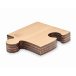Lot de 4 sous-verres en forme de pièces de puzzle en bambou Puzzle couleur bois troisième vue