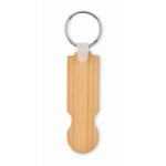 Porte-clés en bambou avec jeton pour chariot d'achat Trolley couleur bois troisième vue