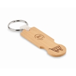 Porte-clés en bambou avec jeton pour chariot d'achat Trolley couleur bois vue principale