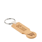 Porte-clés en bambou avec jeton pour chariot d'achat Trolley vue avec zone d'impression