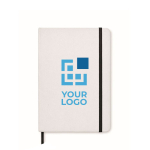 Carnet recyclé avec StonePaper A5 feuilles lignées couleur blanc vue avec zone d'impression