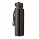 Gourde isotherme en acier avec paille et couvercle 580 ml Strawy couleur noir