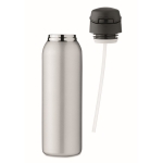 Gourde isotherme en acier avec paille et couvercle 580 ml Strawy couleur argenté mat cinquième vue