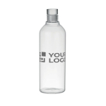 Grande bouteille en verre borosilicaté anti-fuites 1 L Glass Fridge couleur transparent vue avec zone d'impression