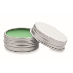 Baume à lèvres végétalien à la vanille avec boîte métal SPF 10 Balm couleur vert deuxième vue
