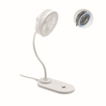 Ventilateur de bureau publicitaire avec chargeur sans fil Wind couleur blanc