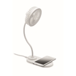 Ventilateur de bureau publicitaire avec chargeur sans fil Wind couleur blanc deuxième vue
