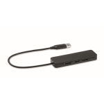 Hub USB avec 3 ports USB-A, 1 type C et câble connecteur Hubbie couleur noir