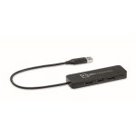 Hub USB avec 3 ports USB-A, 1 type C et câble connecteur Hubbie couleur noir vue principale